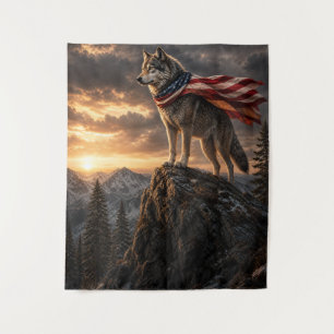 Patriottische Wolf Amerikaanse Vlag Cape Berg Zons Wandkleed