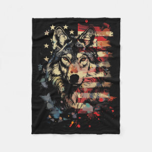 Patriottische Wolf Amerikaanse Vlag Usa Wolf Liefh Fleece Deken