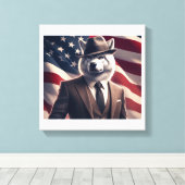Patriottische Wolf Canvas Afdruk (Insitu (Houten vloer))