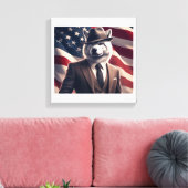 Patriottische Wolf Canvas Afdruk (Insitu (Woonkamer))