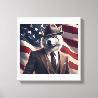 Patriottische Wolf Canvas Afdruk