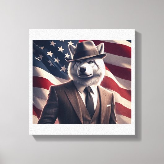 Patriottische Wolf Canvas Afdruk (Voorkant)