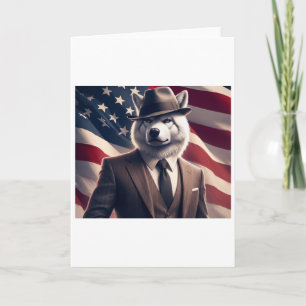 Patriottische Wolf Feestdagen Kaart