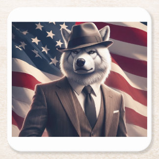 Patriottische Wolf Kartonnen Onderzetters