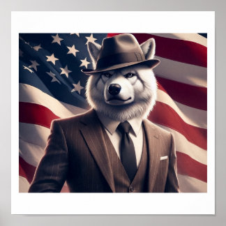 Patriottische Wolf Poster