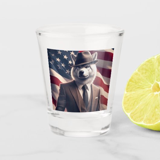 Patriottische Wolf Shot Glas (Voorkant)
