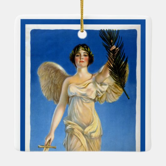  Patriottische Woman Angel, koopt oorlogsobligatie Keramisch Ornament (Achterkant)
