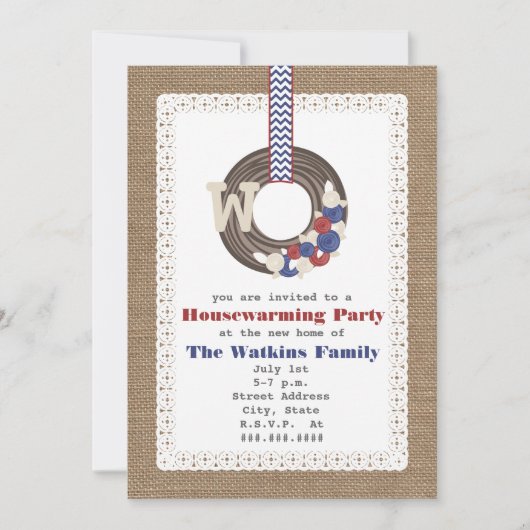 Patriottische Wreath Burlap geïnspireerd door opwa Kaart (Voorkant)