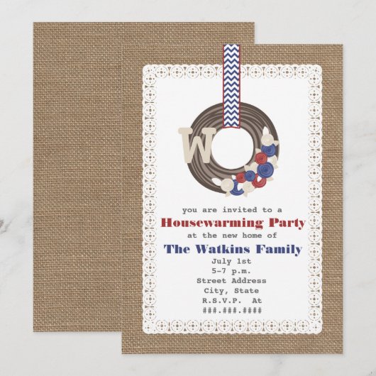 Patriottische Wreath Burlap geïnspireerd door opwa Kaart (Voorkant / Achterkant)