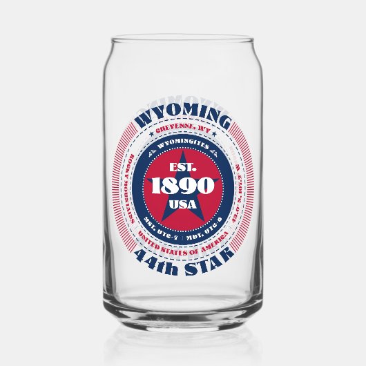 Patriottische Wyoming Typografie Drinkware Set Blikvorm Glas (Voorkant)