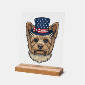Patriottische Yorkshire Terrier Antiek Acryl Bord (Hoek)
