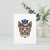 Patriottische Yorkshire Terrier Antiek Briefkaart (Staand voorkant)