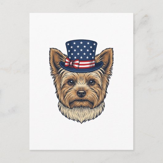 Patriottische Yorkshire Terrier Antiek Briefkaart (Voorkant)