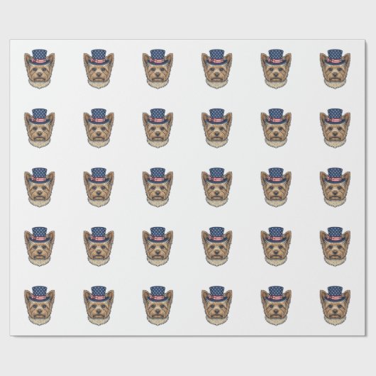 Patriottische Yorkshire Terrier Antiek Cadeaupapier (Vlak)