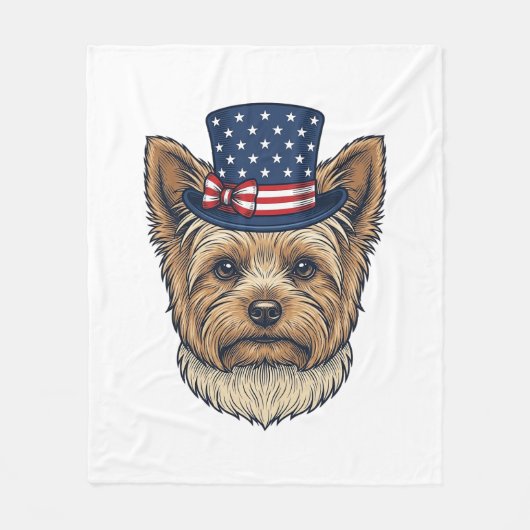 Patriottische Yorkshire Terrier Antiek Fleece Deken (Voorkant)