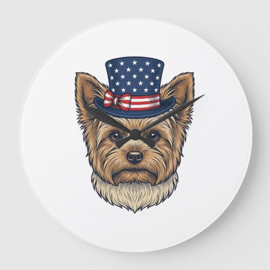 Patriottische Yorkshire Terrier Antiek Grote Klok (Voorkant)