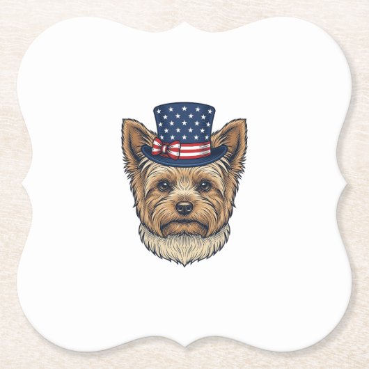 Patriottische Yorkshire Terrier Antiek Kartonnen Onderzetters (Voorkant)