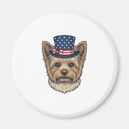 Patriottische Yorkshire Terrier Antiek Magneet (Voorkant)