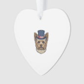 Patriottische Yorkshire Terrier Antiek Ornament (voorkant)