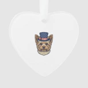 Patriottische Yorkshire Terrier Antiek Ornament