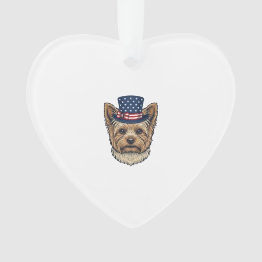Patriottische Yorkshire Terrier Antiek Ornament (voorkant)