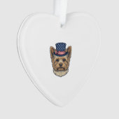 Patriottische Yorkshire Terrier Antiek Ornament (voorkant)