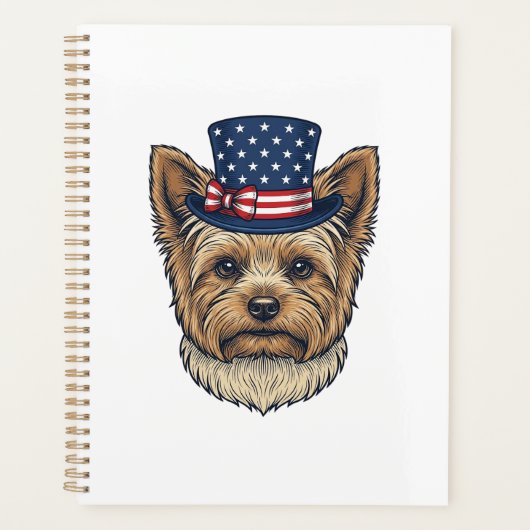 Patriottische Yorkshire Terrier Antiek Planner (Voorkant)