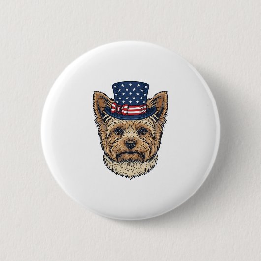 Patriottische Yorkshire Terrier Antiek Ronde Button 5,7 Cm (Voorkant)
