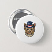 Patriottische Yorkshire Terrier Antiek Ronde Button 5,7 Cm (Voorkant /achterkant)