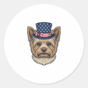 Patriottische Yorkshire Terrier Antiek Ronde Sticker