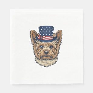Patriottische Yorkshire Terrier Antiek Servet