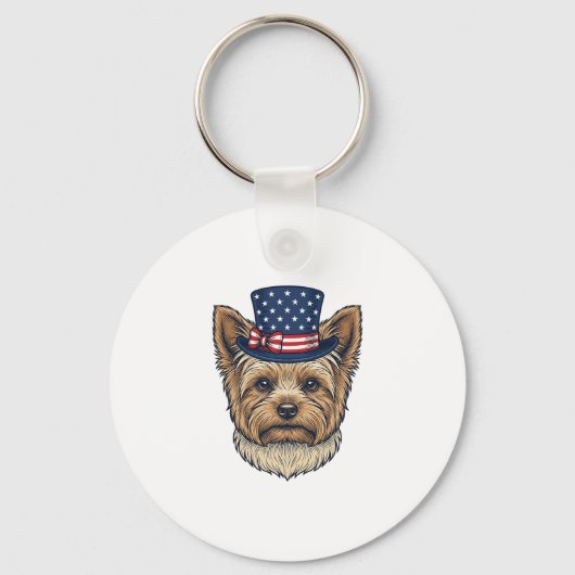 Patriottische Yorkshire Terrier Antiek Sleutelhanger (Voorkant)