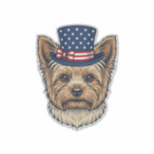 Patriottische Yorkshire Terrier Antiek Sticker (Voorkant)