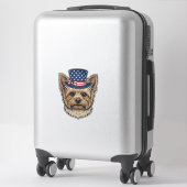 Patriottische Yorkshire Terrier Antiek Sticker (Koffer)