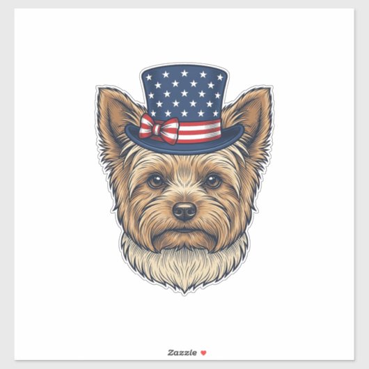 Patriottische Yorkshire Terrier Antiek Sticker (Vel)