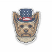 Patriottische Yorkshire Terrier Antiek Sticker (Voorkant)