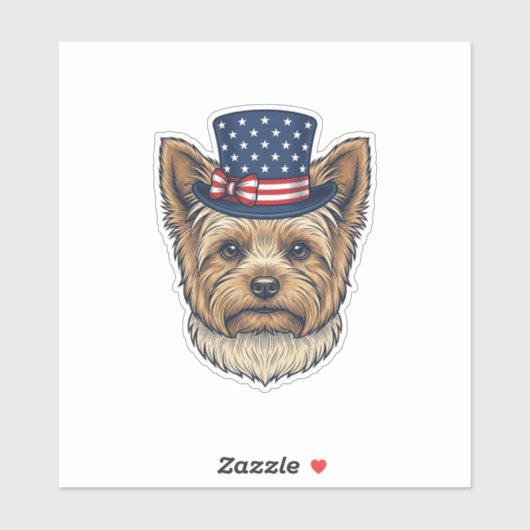 Patriottische Yorkshire Terrier Antiek Sticker (Vel)