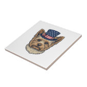 Patriottische Yorkshire Terrier Antiek Tegeltje (Zijkant)