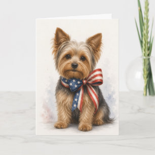 Patriottische Yorkshire Terrier - Yorkie 4 juli Kaart