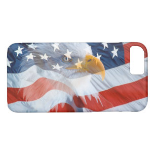 Patriottische zeearend boven de Amerikaanse vlag iPhone 8/7 Hoesje