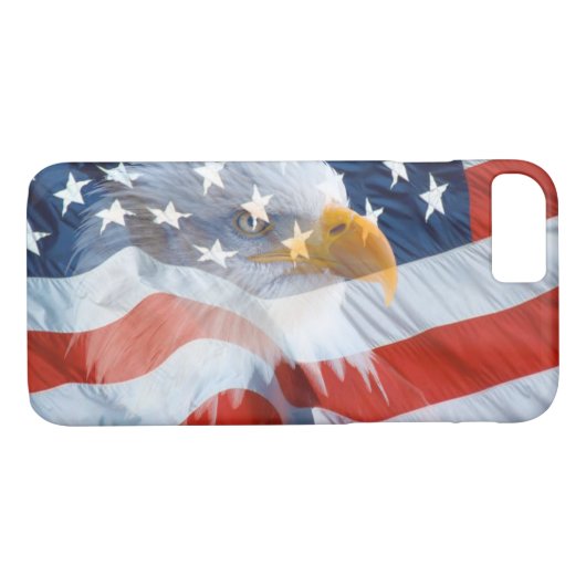 Patriottische zeearend boven de Amerikaanse vlag Case-Mate iPhone Case (Achterkant (Horizontaal))