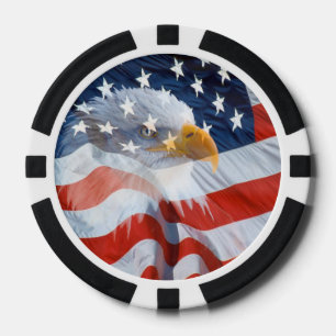 Patriottische zeearend boven de Amerikaanse vlag Pokerchips