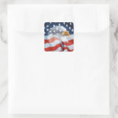 Patriottische zeearend op de Amerikaanse vlag Vierkante Sticker (Tas)