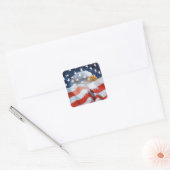 Patriottische zeearend op de Amerikaanse vlag Vierkante Sticker (Envelop)