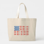Patriottische zeeschildpad en Amerikaanse vlag Grote Tote Bag (Achterkant)