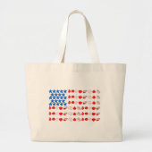 Patriottische zeeschildpad en Amerikaanse vlag Grote Tote Bag (Voorkant)