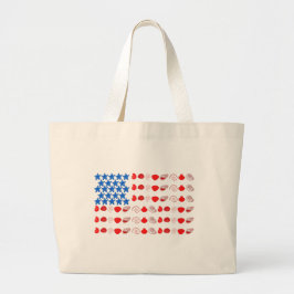 Patriottische zeeschildpad en Amerikaanse vlag Grote Tote Bag