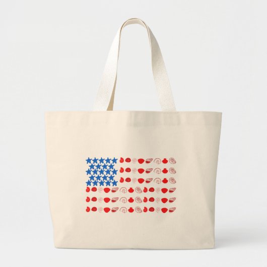 Patriottische zeeschildpad en Amerikaanse vlag Grote Tote Bag (Voorkant)