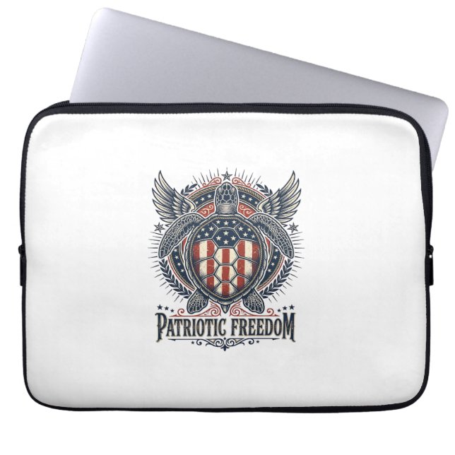 Patriottische zeeschildpad laptop sleeve (Voorkant)