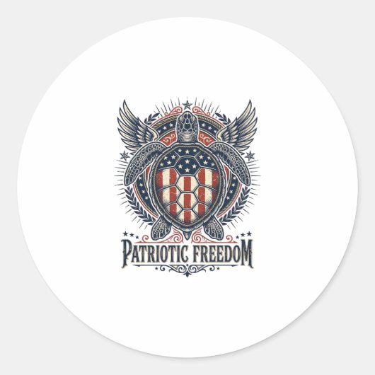 Patriottische Zeeschildpad Ronde Sticker (Voorkant)
